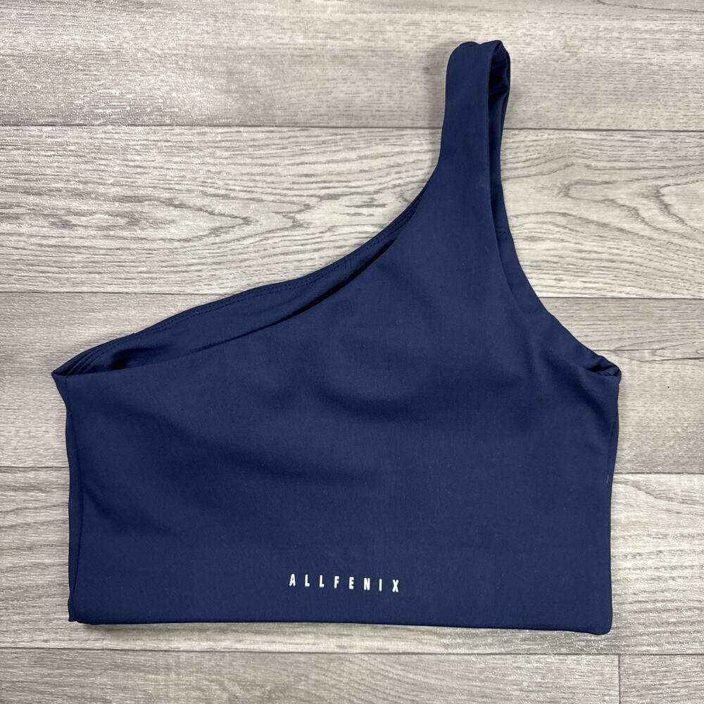 Allfenix One Shoulder Sports Bra Navy Blue sz XS